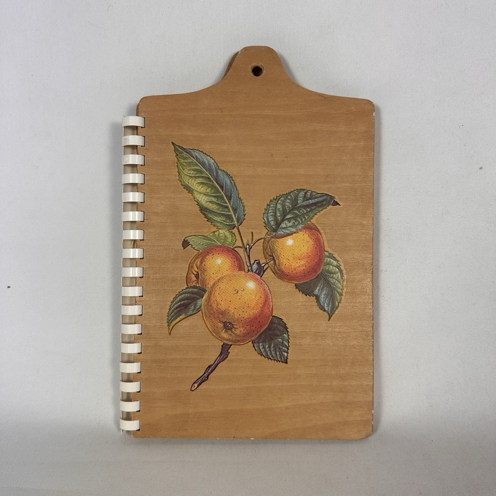 Wood Recipe Organizer Book Spiral Bound Recipe Journal w/ Divider Tabs 10x6.5